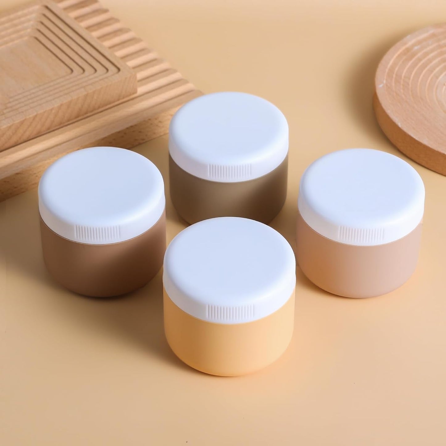 Travel Containers for Toiletries, Silicone Cream Jars BPA-Free, Leak-proof 1.35oz Travel Size Containers, Portable Size Silicone Jars with Lid for Cosmetic Face Hand Body Cream (4 Pack)