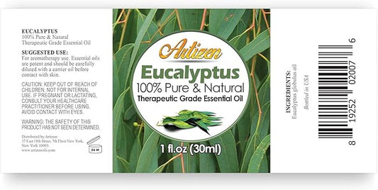 Artizen 30ml Eucalyptus Essential Oil (100% Pure & Natural - Undiluted) - 1 Fluid Ounce - Therapeutic Grade Eucalyptus Essential Oils - Essential Eucalyptus Oil for Sauna, Aromatherapy & More