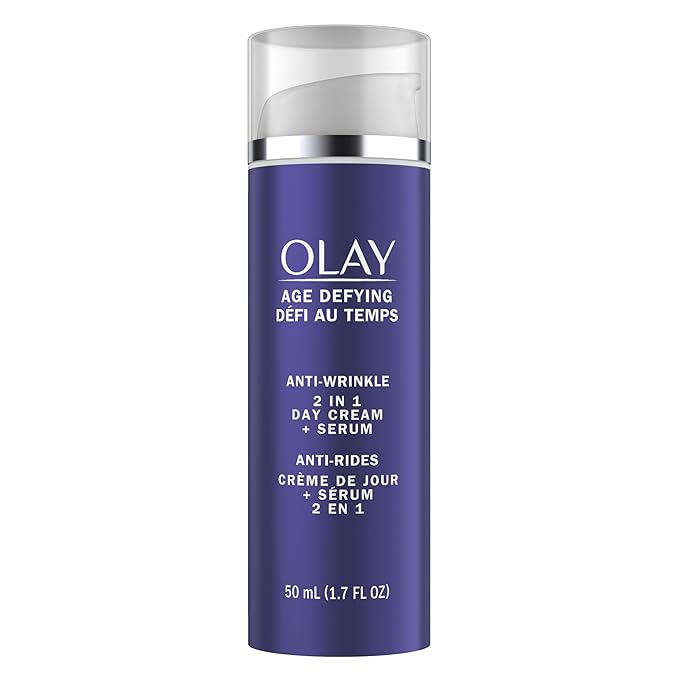 Olay Face Serum by Age Defying Anti-Wrinkle 2-in-1 Day Cream Plus Face Serum, Aloe Vera, 1.7 Fl Oz
