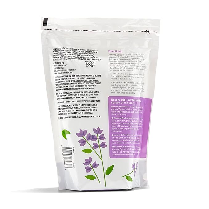 365 by Whole Foods Market, Lavender Epsom Salt, 48 Ounce (Pack of 2)