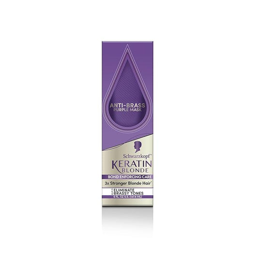 Schwarzkopf Keratin Blonde Anti Brass Purple Mask, 1 Application - Hair Dye Treatment Neutralizes Brassiness and Yellow Undertones, Hair Mask Strengthens Hair, Making it 3x Stronger