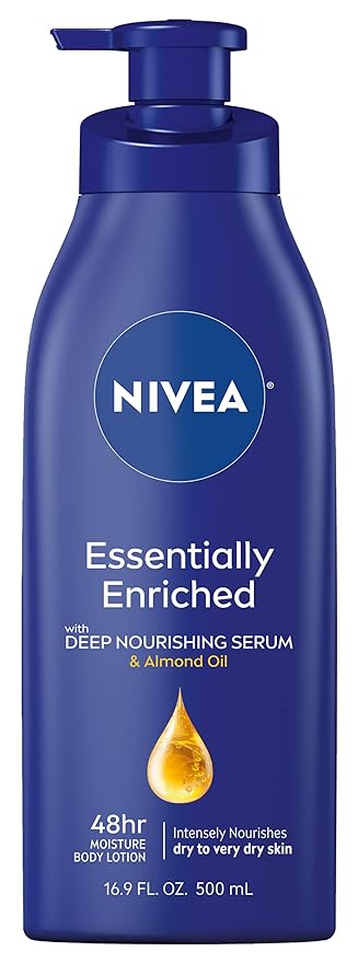 NIVEA Essentially Enriched Body Lotion for Dry Skin, 16.9 Fl Oz Pump Bottle