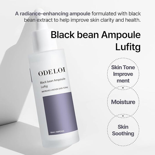Black bean Ampoule Luftig, Skin Calm Ampoule with Skin Vitalizing, for Sensitive and Combination Skin, Mild Ampoule for Face, Korean Skin Care 1.69 fl.oz.