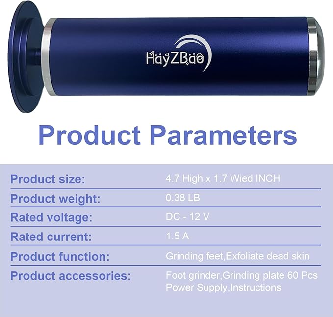 Electric Foot File - High Torque,Callus Remover for Feet,Adjustable Speed Foot File with 60 Pcs Sandpaper Discs,Professional Pedicure Tool for Dead Skin and Calluses (Blue)