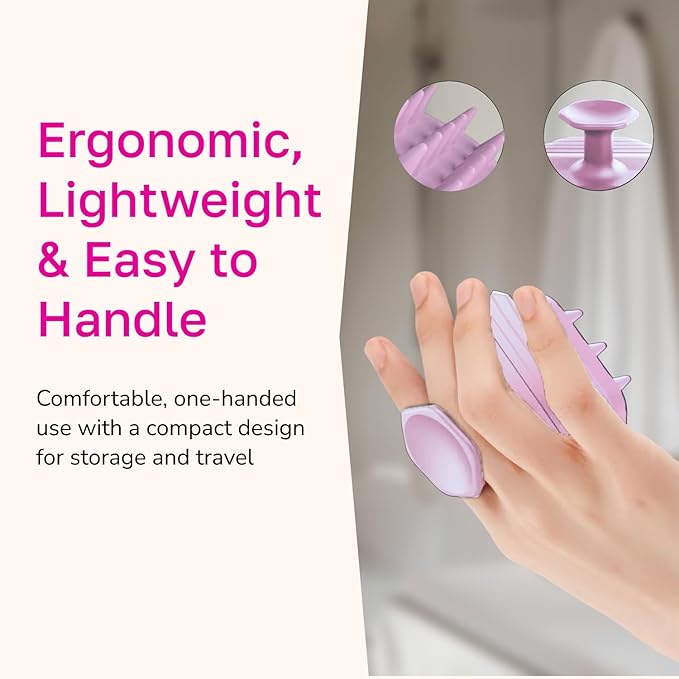 Silicone Scalp Scrubber - Massage Shampoo Brush, Soft Bristles for Hair Growth & Dandruff Removal - Ergonomic Design, Wet & Dry Use, Deep Cleansing Scalp Exfoliator for All Hair Types - Pink