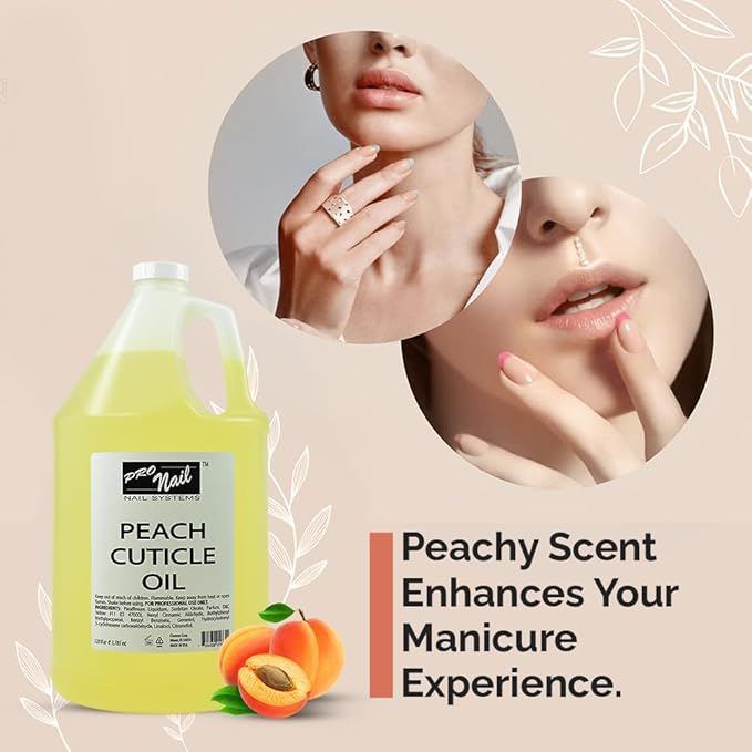PRO NAIL - Cuticle Revitalizing Oil for Nails, Peach, 128 Oz - Professional Strength, Pedicure and Manicure - Moisturizes and Strengthens Nails and Cuticles - Soothing and Nourishing, Bulk