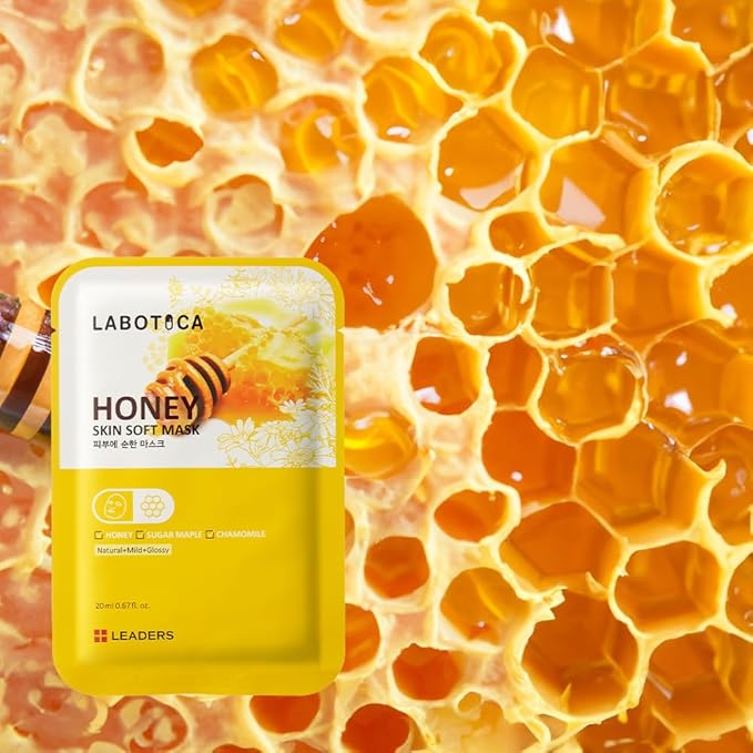 Honey Skin Soft Mask - Deep Hydration Elasticity Boost & Collagen Synthesis for Youthful Skin - Ideal for Dry Skin, Fine Lines, and Acne Care Korean Skincare (10 Sheets)
