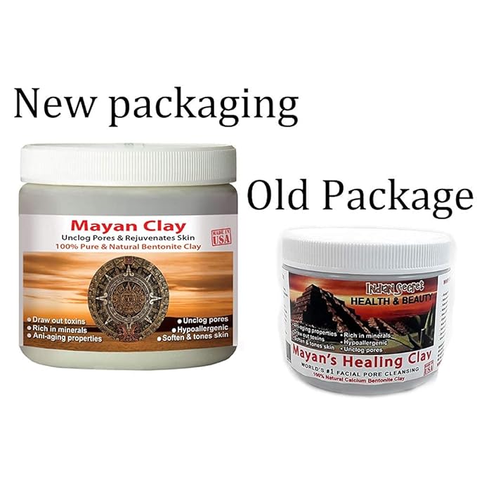 Mayan Pure Indian Healing Clay Powder, Deep Pore Skin Cleansing, Body and Hair Mask, Natural Calcium Bentonite Clay