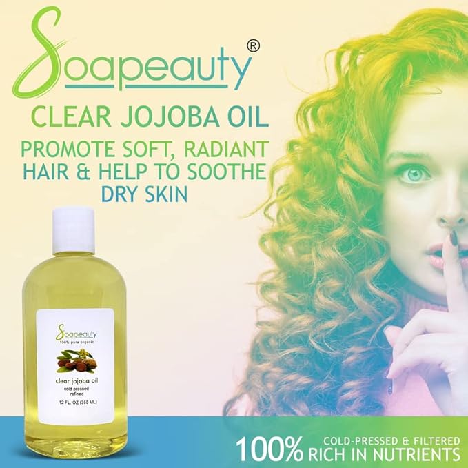 Soapeauty Clear Jojoba Oil | 100% Pure & Natural | Refined, Cold Pressed, Hexane Free | Moisturizing Oil for Skin, Face, Hair & Nails | 8 fl oz