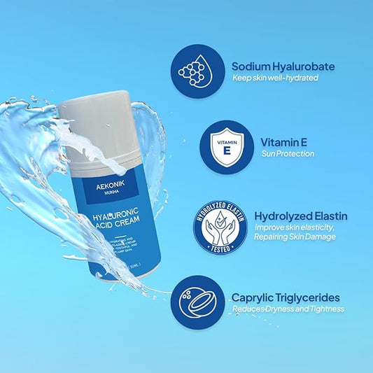 Hyaluronic Acid Facial Serum - Facial Moisturizer with Vitamin A, E, C, Green Tea, Hyaluronic Acid and Fruit Extracts - Anti Aging Serum for Facial Skincare - 50ML