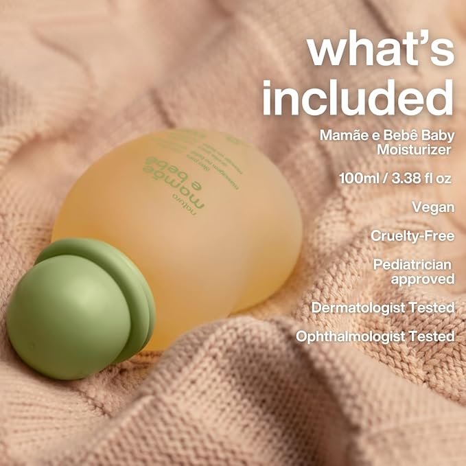 natura - Mamãe e Bebê Baby Massage Oil - 100% Vegan - Safe & Gentle Lightweight Formula - 99% Natural Origin - All Skin Types - Cruelty Free - Brazilian Beauty - Baby Essentials - 3.38 fl oz (100ml)