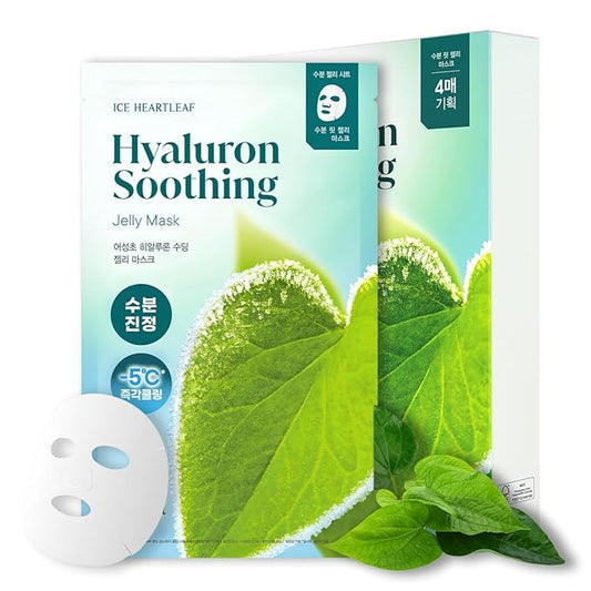 GOODAL Heartleaf Hyaluron Soothing Jelly Mask – Korean Face Sheet Mask with Houttuynia Cordata Extract for Moisturizing and Refreshing, Hydration Boosting Skincare [1EA]