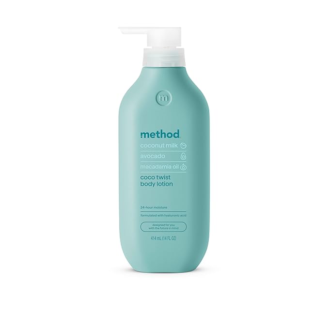 Method Body Lotion, Coco Twist, Coconut Milk, Avocado + Macadamia Oil notes, 14 oz, 24 Hours of Moisture, 14 oz