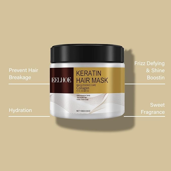 Collagen Hair Mask for Damaged Hair - Deep Repair Conditioning Argan Oil Treatment for Curly or Straight Thin Fine Hair 100ml