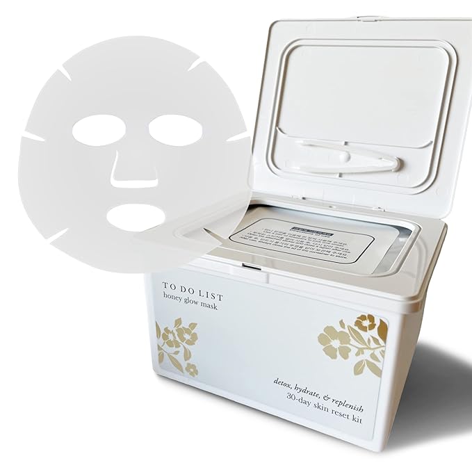 TO DO LIST Honey Glow Sheet Mask | Professional Spa-Grade Korean Sheet Masks | Premium Face Mask Skin Care | Self Care Kit | Detox, Hydrate, & Replenish (Pack of 30)