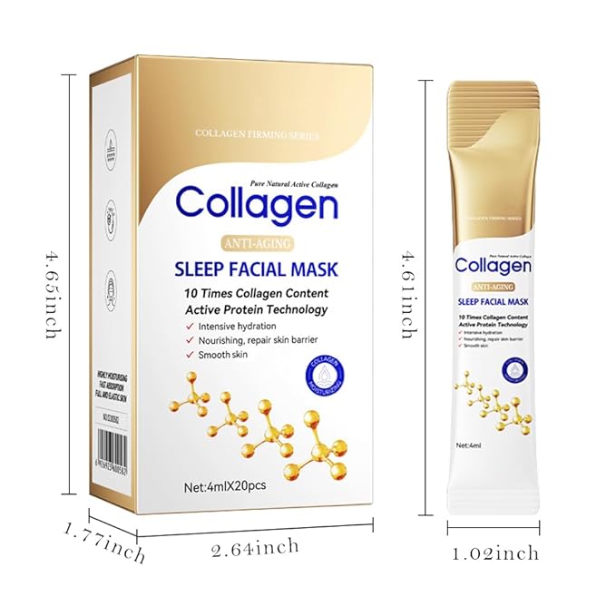 10X Collagen Anti-Aging Sleep Mask – Active Protein Technology – Intensive Hydration, Reduces Sagging & Dullness, Skin Care, Smooth & Whitilight, Cruelty-free (20PCS-Sleep Facial Mask)