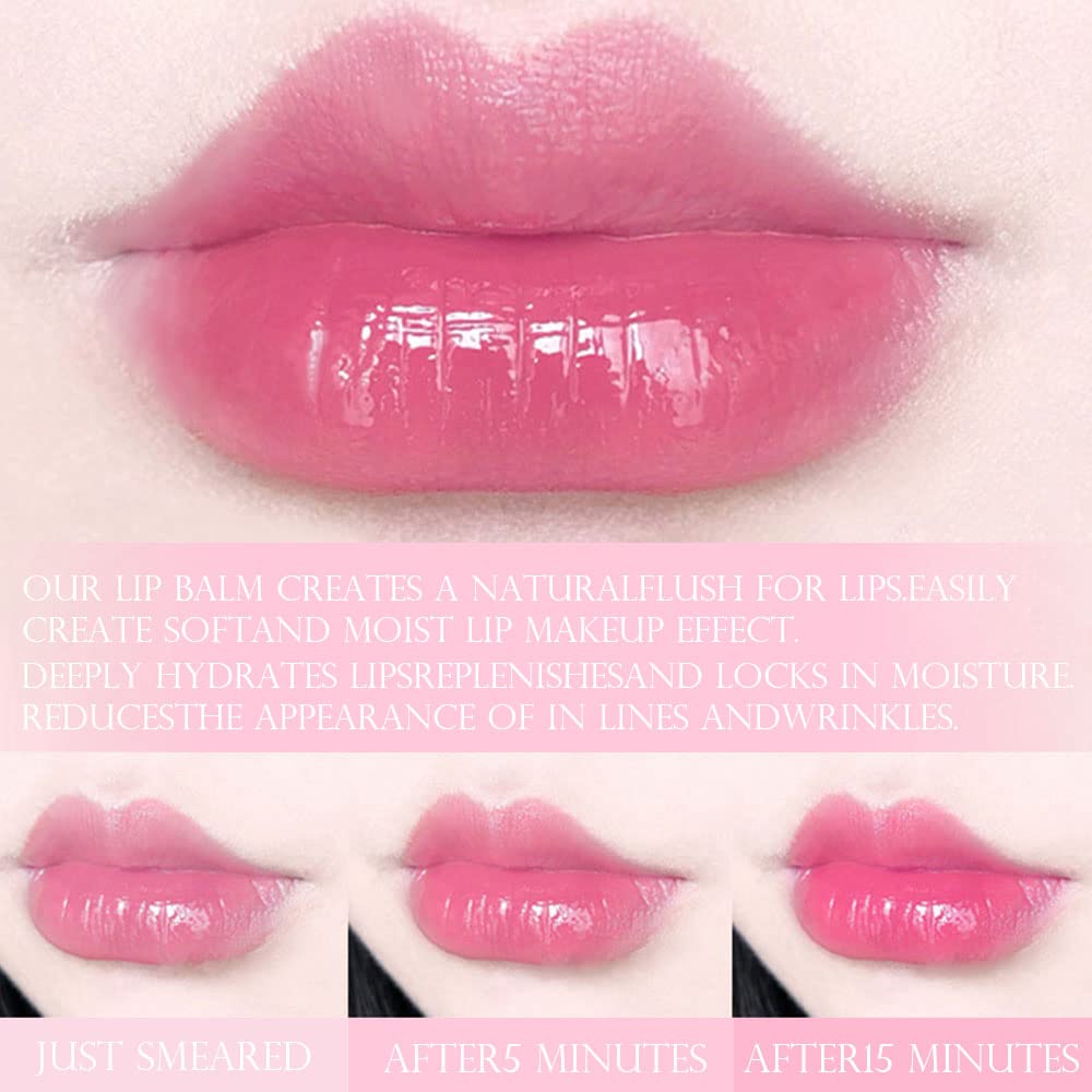 evpct 2Pcs Strawberry Tinted Lip Balms PH Lip Color Changing Lipstick Balm Stain Gift Set Queen for Women Girls Korean Mood Long Lasting Color Change Light Pink Lipstick Lip Tint Plumper Gloss