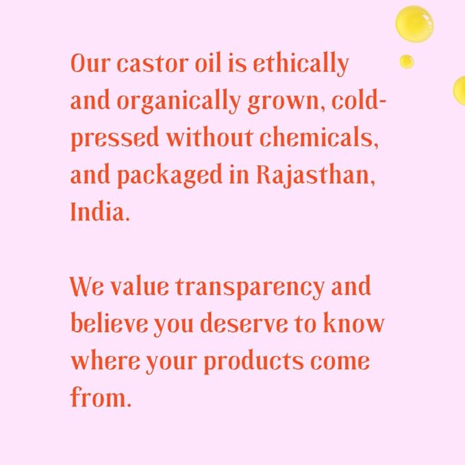 Castor Oil Roller Glass Bottle for Eyebrow, Eyelashes, Skin, Lips - Certified Organic 100% Pure Castor Oil, Cold Pressed, Hexane Free, Unrefined - Vegan, Mess Free Roll On Application, Single-Origin