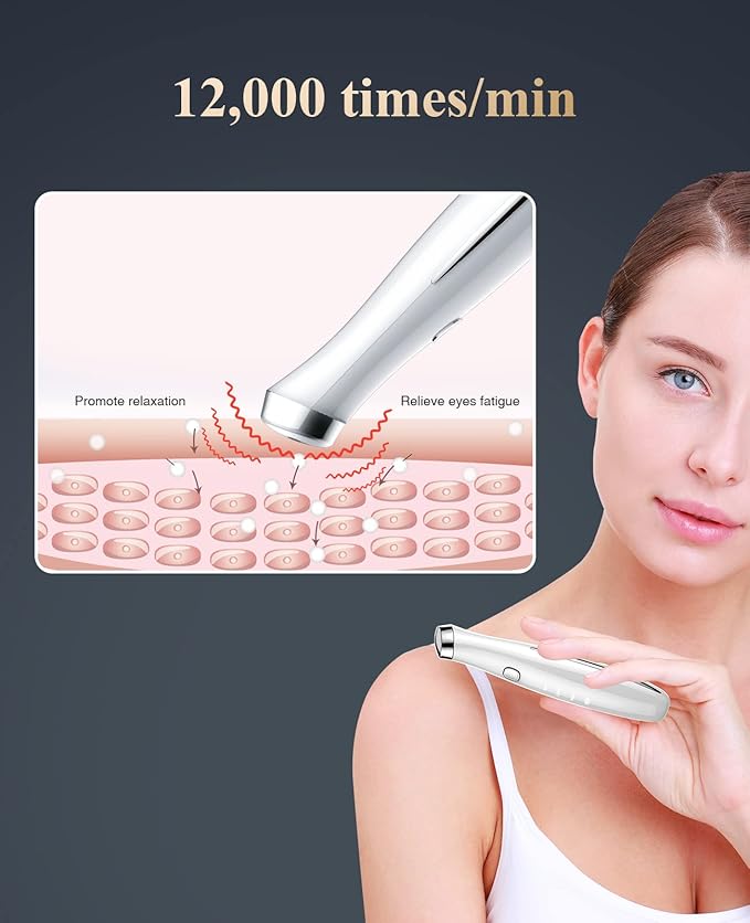 TOUCHBeauty Eye Massager Wand with 40℃, Eye Cream Booster with Heat/Vibrαtion/Red Mode, Fine Lines Remover TB-1662