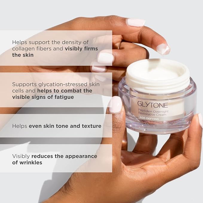 Glytone Age-Defying Peptide+ Overnight Restorative Cream - Dermatologist-Tested, Paraben-Free & Fragrance-Free - 1.7 fl. oz.