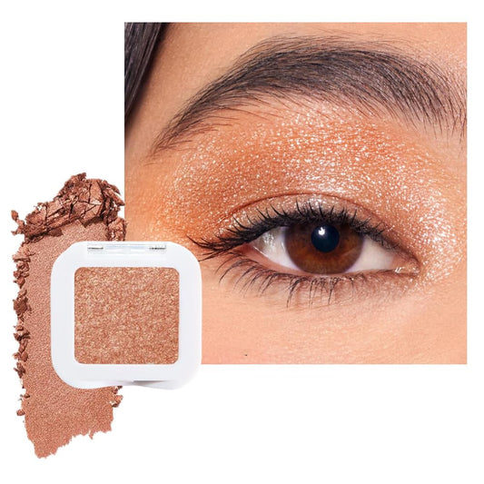 Glittler Single Eye Shadow Palette Makeup, Champagne Gold Sparkle Shimmer Monochrome Eyeshadow For Old Women, Pigmented Waterproof Sombras Para Ojos, Vegan, Talc, Paraben & Cruelty Free, 01