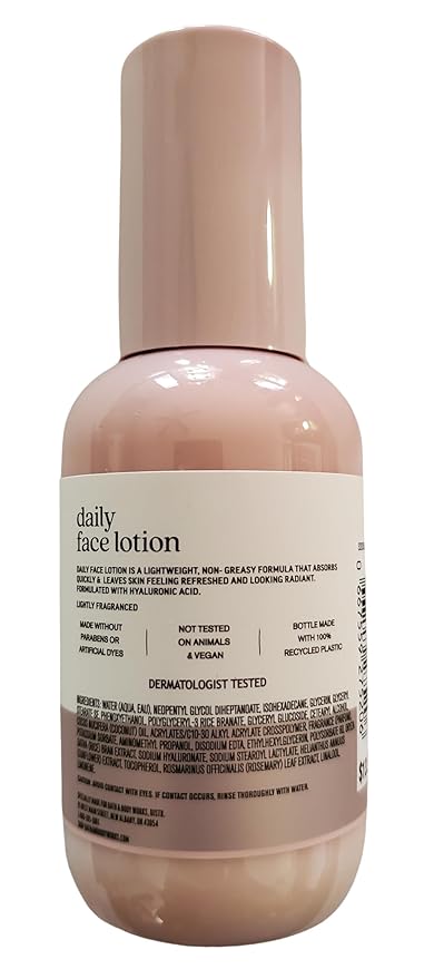 Bath and Body Works Daily Face Lotion With Hyaluronic Acid 3.4 Ounces