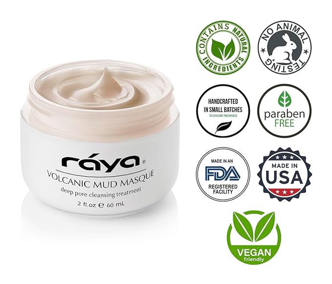 Raya Volcanic Mud Masque (605) | Deep Pore Facial Treatment Mask for Dull Skin | Helps Decongest and Clear Pores