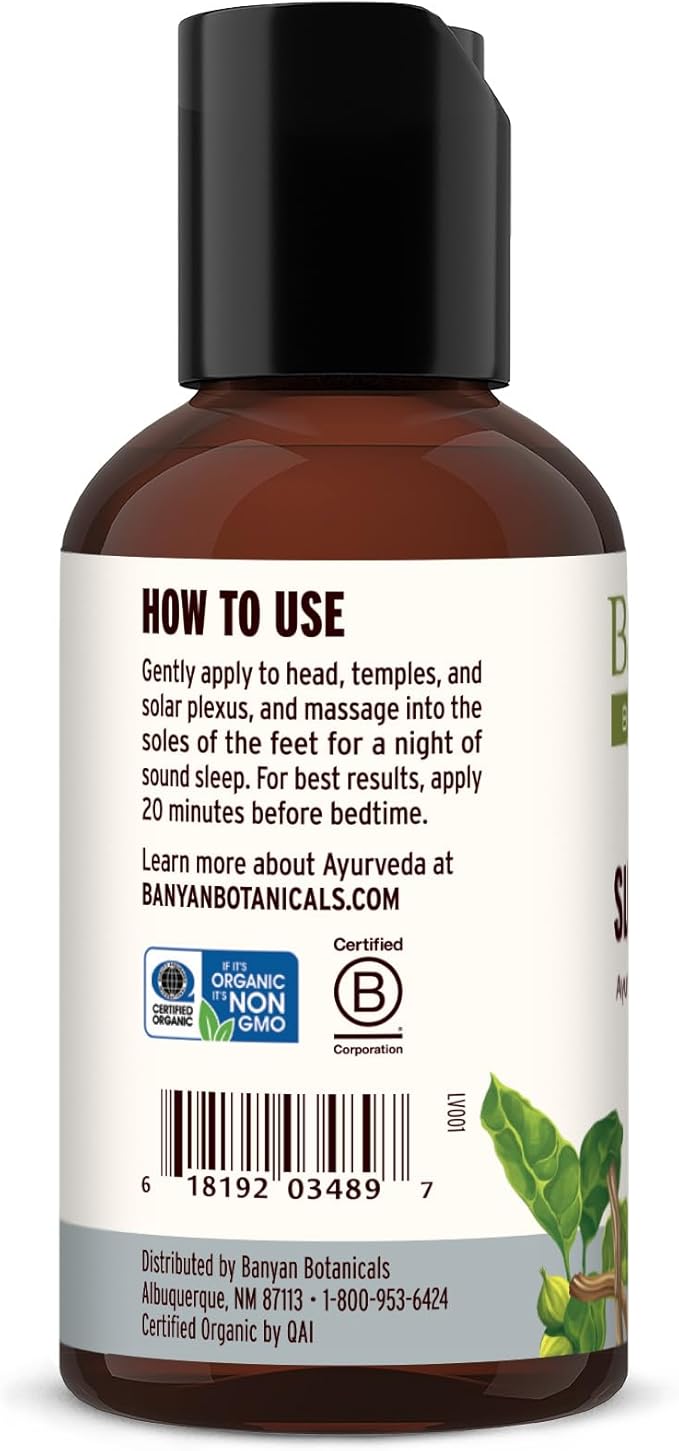 Banyan Botanicals Sleep Easy Oil – Organic Ayurvedic Herbal Massage Oil – Calming & Relaxing Massage Oil with Ashwagandha, Passionflower & Skullcap – 2 oz. – Non GMO Sustainably Sourced Abhyanga Oil