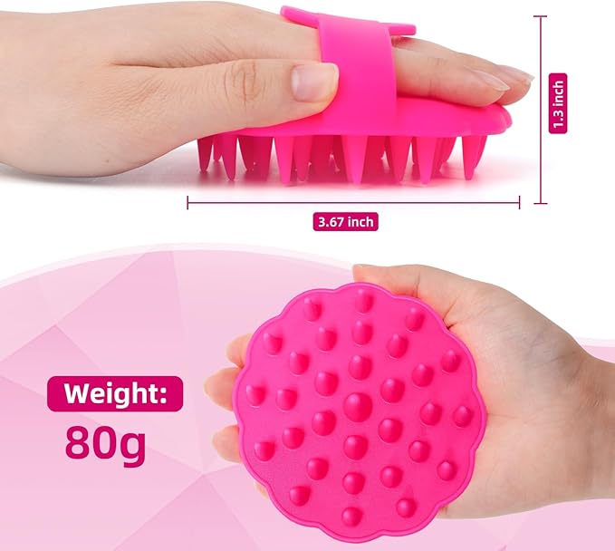 Scalp Massager Hair Growth, Scalp Scrubber Wiht Silicone Bristles, Head Massager Scalp, Wet Dry Hair Care Scalp Scrub for Women Man (Red)