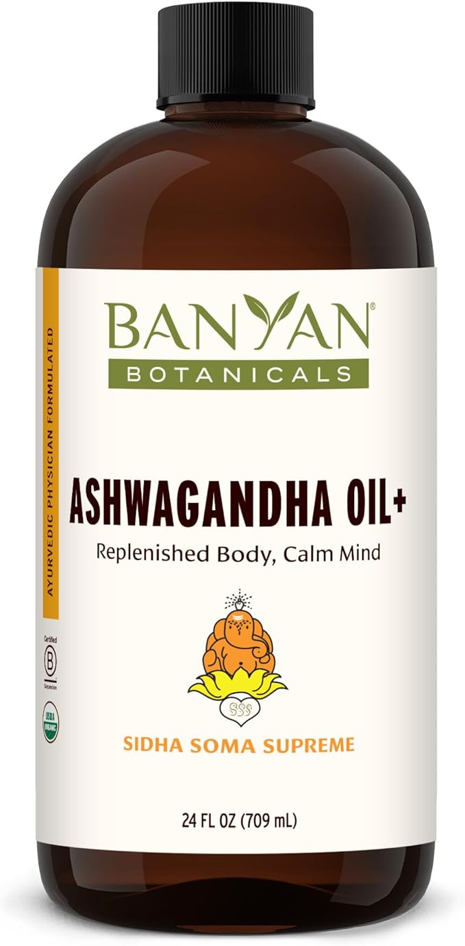 Banyan Botanicals Ashwagandha Oil+ – Organic Herbal Oil – Comforting Sore Muscle Massage Oil for Relaxation & Post-Workout Recovery – 24 oz – Non GMO Sustainably Sourced Ayurvedic Physician Formulated
