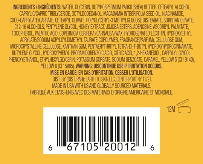 Earth To Skin Honey Manuka Calming Night Cream – Nourishing Moisturizer with Shea Butter, Macadamia Oil & Glycerin – 2.0 fl oz