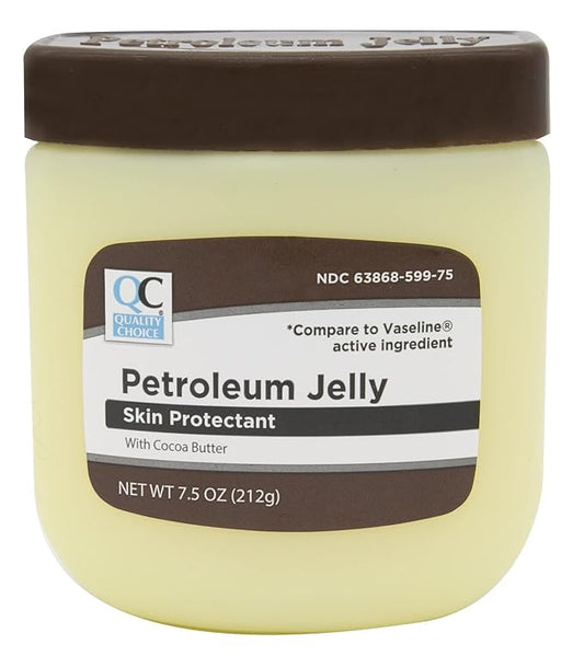 Quality Choice Petroleum Jelly with Cocoa Butter, Skin Protectant, Deep Moisturization, Dry Skin Healing & Cracked Skin Repair, 7.5 Ounce Tub