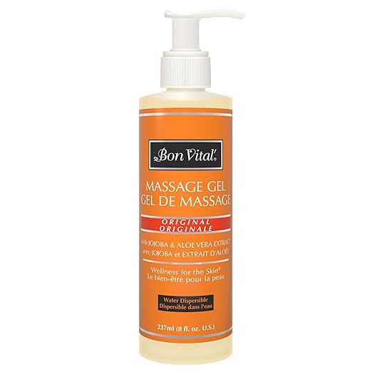 Bon Vital' Original Massage Gel for a Versatile Massage Foundation to Relax Sore Muscles and Repair Dry Skin, For Massage Therapists Who Want Superior Glide & Gentle Friction for Clients, 8 Oz Bottle
