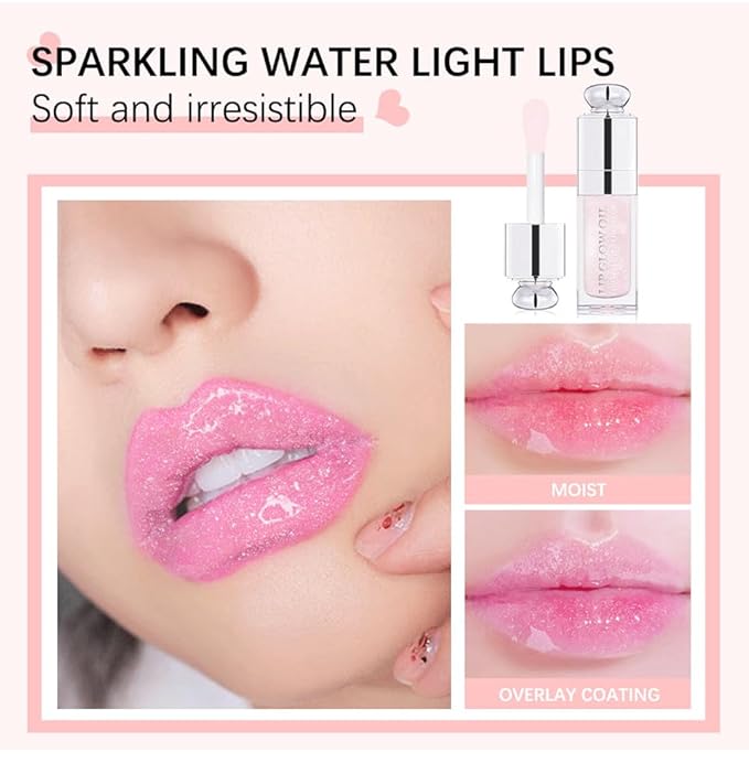 Hydrating Lip Glow Oil-Lip care oil- Lip Oil Tinted for Lip Care and Dry Lips-Prevents Dry Cracked-Non-sticky Big Brush Head-Lip Plumping -Lip Oil gloss tinted-002