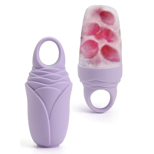 Facial Ice Roller Silicone Mold Reusable for Women 1Pc Face and Eye Neck Cold Skin Care Tools Freezer De-puff Eyes Bag Reduce Migraine Pain - Purple