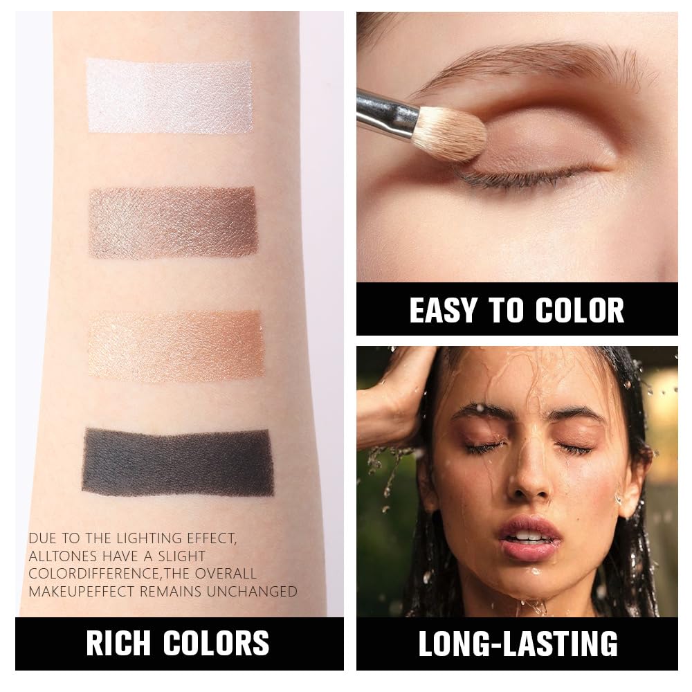 Kaely Powder Eyeshadow Quad, Smoky Bronze Glitter Eyeshadow Palette Makeup, Neutral Eye Shadow Palette for Older Women Pigmented Waterproof, sombras para ojos, Blendable, Cruelty-free, 04