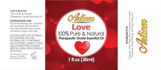 Artizen Love Blend Essential Oil Therapeutic Grade - Huge 1oz Bottle for Aromatherapy, Relaxation, Skin Therapy & More - Pure Love Scent - (100% Pure & Natural - Undiluted)