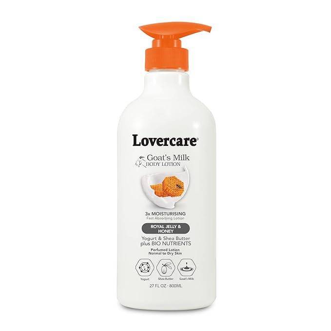 Lovercare Goat Milk Body Lotion for Dry Skin Royal Jelly & Honey 27.05oz (800ml) - Single…