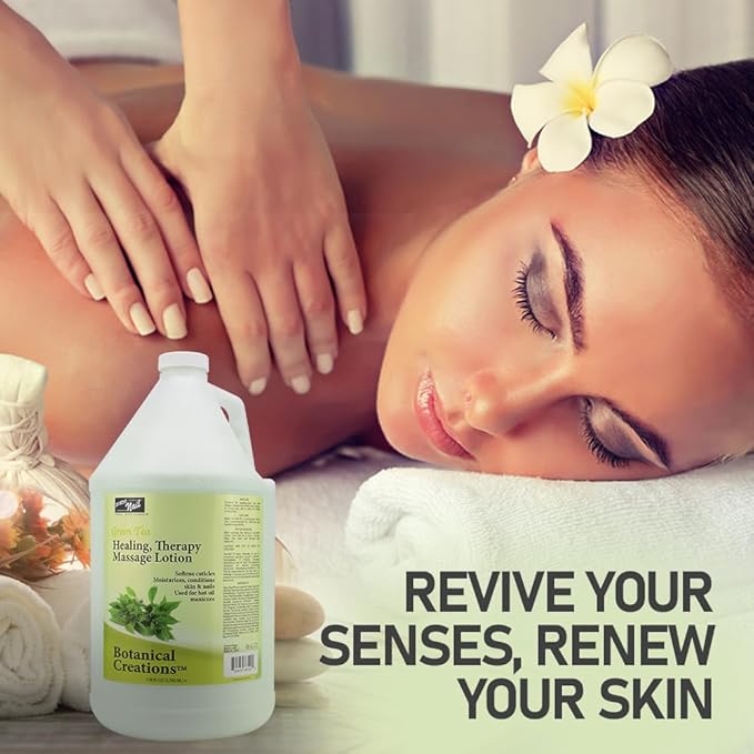 PRO NAIL - Healing Therapy Massage Lotion - Professional Pedicure, Body and Hot Oil Manicure, Infused with Natural Oils, Vitamins, Panthenol and Amino Acids (Green Tea, 1 Gallon)
