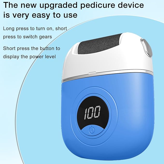 Electric Foot Callus Remover, 2024 New USB Rechargeable Foot Repair and Grinding Device, Heel Polisher Digital Display, Electric Foot Exfoliating Scrubber with 3 Grinding Heads 2 Speeds (Blue)