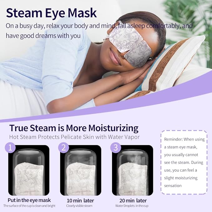 16 Packs Steam Eye Mask,Self Heating Warm Compress for Dry Eyes,Heated Eye Mask for Fast Relief,Disposable Moist Heating Compress Pads for Sleeping(Lavender)