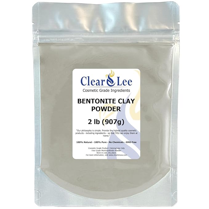 Bentonite Clay Cosmetic Grade Powder - 100% Pure Natural Powder - Indian Clay - Great For Skin Detox, Rejuvenation, and More - Heal Damaged Skin - DIY Clay Face Mask (2 LB)