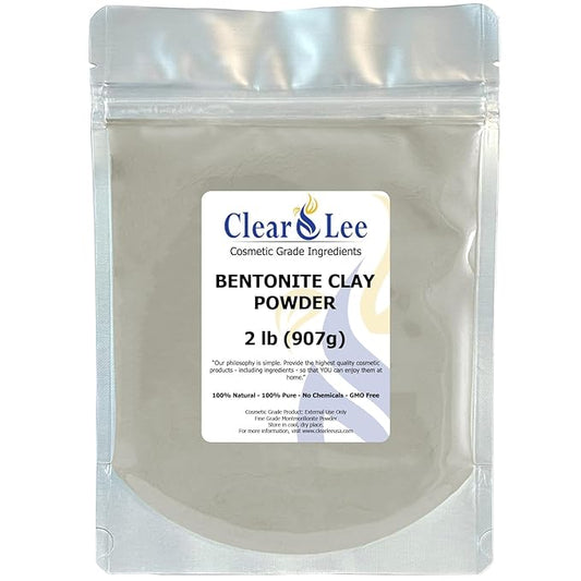 Bentonite Clay Cosmetic Grade Powder - 100% Pure Natural Powder - Indian Clay - Great For Skin Detox, Rejuvenation, and More - Heal Damaged Skin - DIY Clay Face Mask (2 LB)