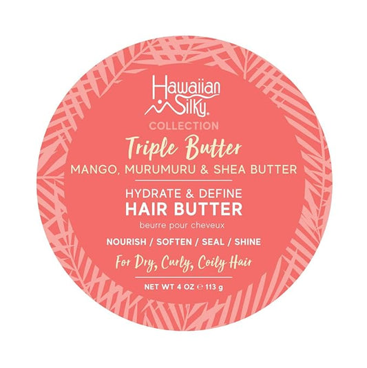 Hawaiian Silky Mango and Murumuru Butter Hair Butter, 4 fl oz with Shea Butter for Nourish, Soften, Seal & Shine | Hydrate and Define | Hawaiian Silky Triple Butter Collection