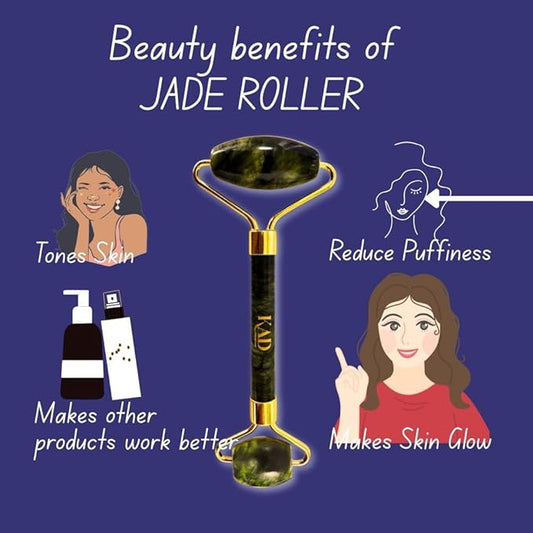 KAD Face Roller for Face Massage Tools 100% Natural Jade Roller Anti-Aging Reduce Puffiness Wrinkles