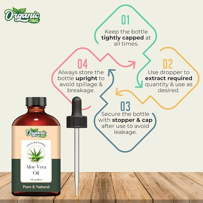 Aloe Vera Oil (Aloe barbadensis) | Pure & Natural Carrier Oil for Skincare, Hair Care & Massage - 118ml/3.99fl oz