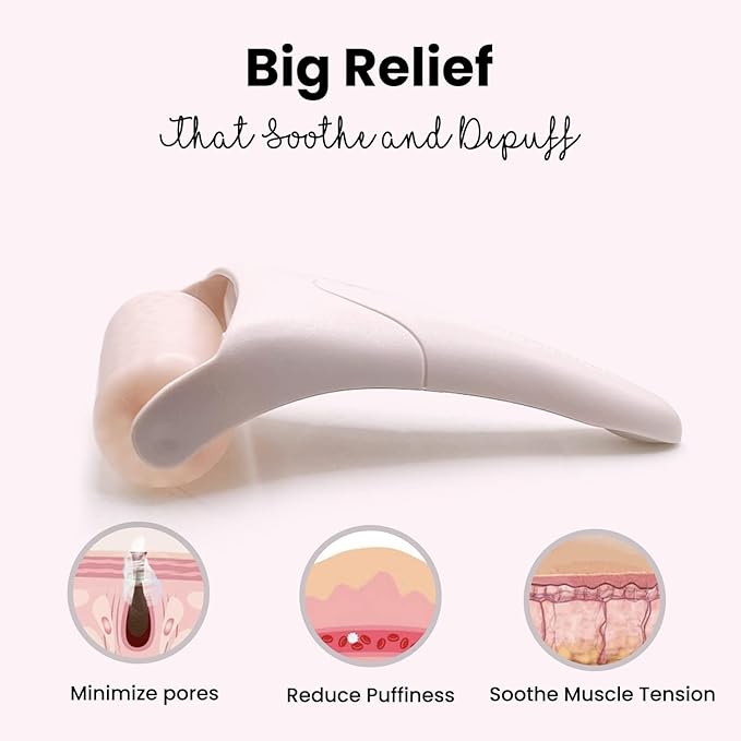 ROSELYNBOUTIQUE Ice Roller for Face Wrinkles Fine Lines Puffiness Stick Massager Facial Skin Care Tools Self Care Gifts for Men Women (Beige)