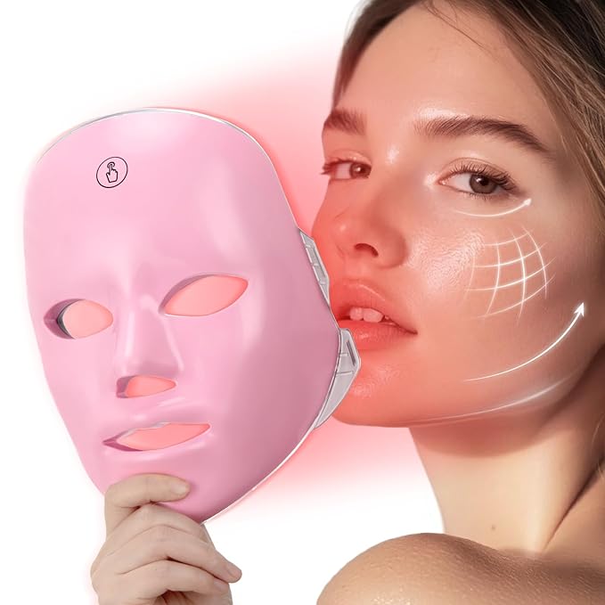 Red Light Mask For Face, 7-1 Colors Red Light Facial Mask Skincare At Home, Cordless, and Rechargeable