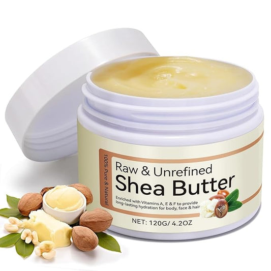 Pure Organic Shea Butter, Raw Body Butter Enriched with Vitamin A, Vitamin F, Deep Nourishing Body Hair and Face, Long-Lasting for Dry Skin, Hair Care, Natural Moisturizer
