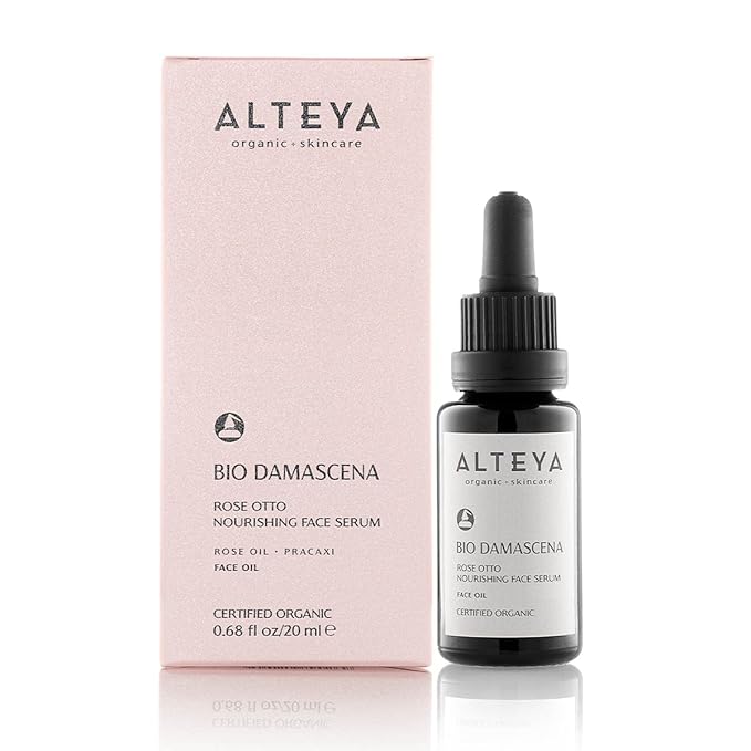 Alteya Organics Face Serum USDA Certified Organic Skin Care 0.68 Fl Oz/20 mL Bio Damascena Award-Winning Rose Otto Treatment With Organic Bulgarian Rose Oil Nourishing, Skin-reviving and Illuminating